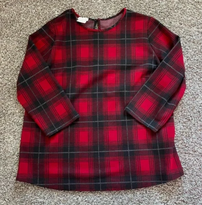 Van Heusen Women's Large 3/4 Sleeve Sweater Red & Black Plaid - Image 1 of 4
