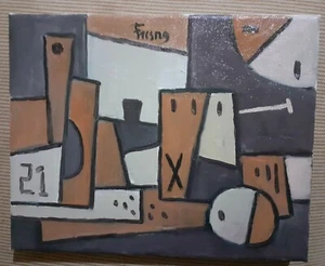 Arte. Fresno. Bodegón. Abstracto. 25x20 cm. Oleo sobre lienzo.Pintura constriva - Imagen 1 de 7