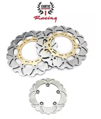 Front & Rear Brake Disc Rotors Set For Yamaha R1 2007-2014 R6 2005-2016 Gold - Image 1 of 4