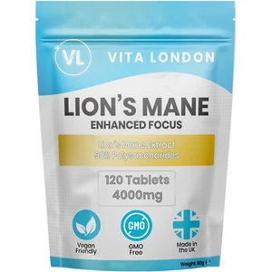 Lions Mane Mushroom 4000mg 120 Tablets (Not Capsules Or Gummies) Focus Brain - Picture 1 of 10