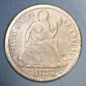 USA (1) MÜNZSITZ FREIHEITSDIME 1875 SEHR GUT 0,9000 SILBER - Bild 1 von 2