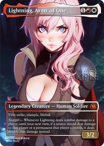 MTG FF - Lightning, Army of One - Fanart Borderless Style - EDH / Playtest - Bild 1 von 3