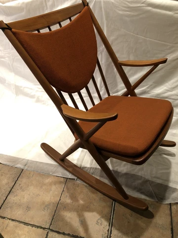 Vintage Bramin Frank Reenskaug Danish Teak Rocking Chair Display Made In Denmark Cover