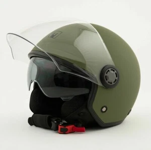 CASCO MPH JET SEMITEGRALE VERDE OPACO DOPPIA VISIERA+PARASOLE TAGLIA XS 54 - Imagen 1 de 6