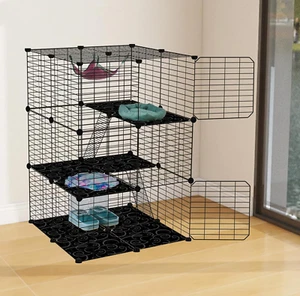 3-Tier Cat Cages Indoor, DIY Cat Enclosure, Cat Playpen Catio Detachable Metal W - Picture 1 of 6