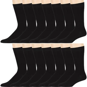 Paquete de 12 calcetines de vestir de tripulación negros lisos lisos para hombre tallas 10-13 - Imagen 1 de 2
