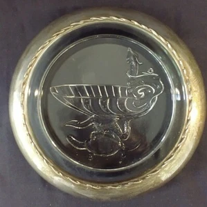 Fine Arts Sterling Silver & Glass Nautical Wine / Champagne Bottle Coaster - Picture 1 of 6
