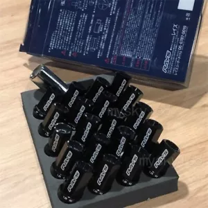 RAYS Black-7075 Forged Alloy Light Weight Lug Nuts with Anti Theft Lock M12x1.5 - Picture 1 of 5