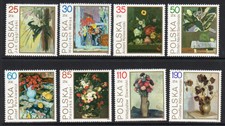 Flowers - Poland 1989 Flower Paintings set fine fresh MNH