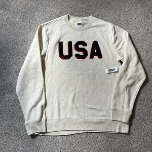 NEW Old Navy USA Sweatshirt Embroidered Olympics 4th of July Red Blue Beige L - Picture 1 of 4