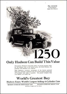 1924 Rare antique car AD for HUDSON Coach Super Six $1595 great art! 121624 - Picture 1 of 1