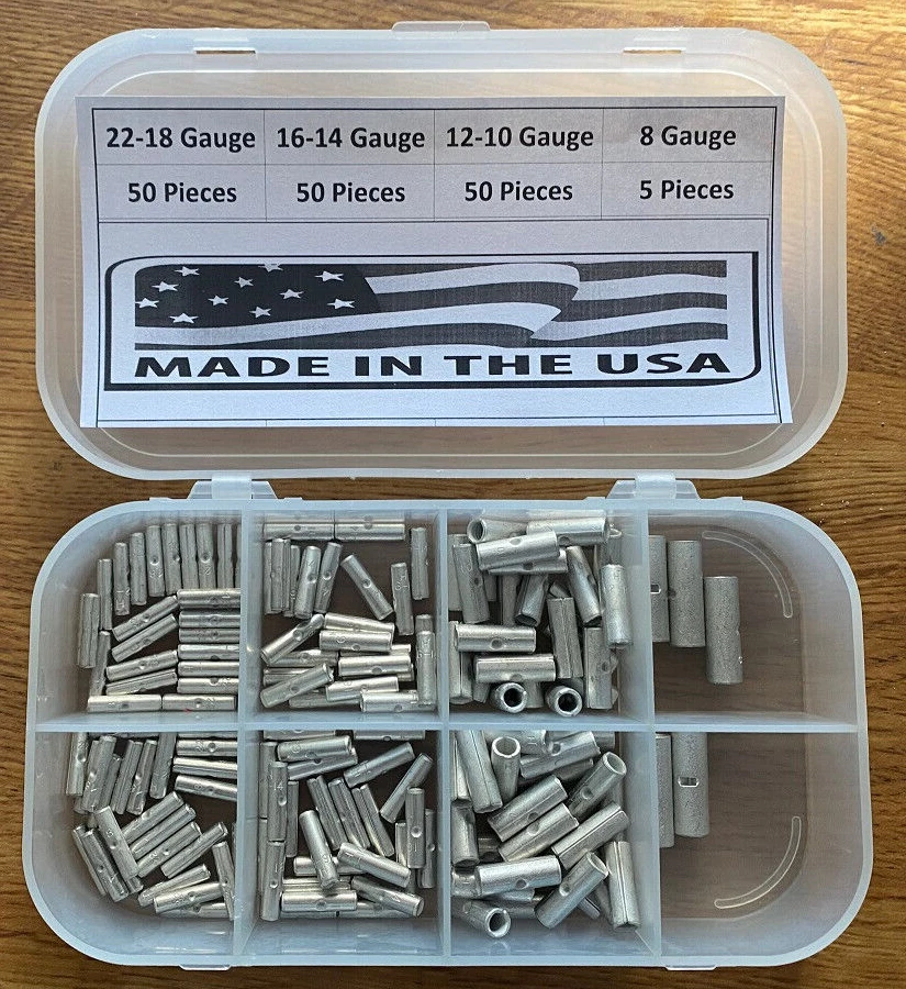 Conector a tope grande no aislado empalme desnudo sin aislamiento 22 a 8 Ga kit 155 piezas Foto 1 de 1