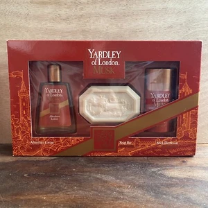 Vintage Yardley of London Musk Gift Set Aftershave Lotion Soap Bar Deodorant NEW - Picture 1 of 6