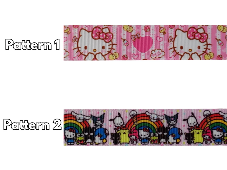 Sanrio Hello 22mm 25mm 1 Yard Grosgrain 3D Print Ribbon Cartoon Crafts Hair Bow - Image 1 of 1