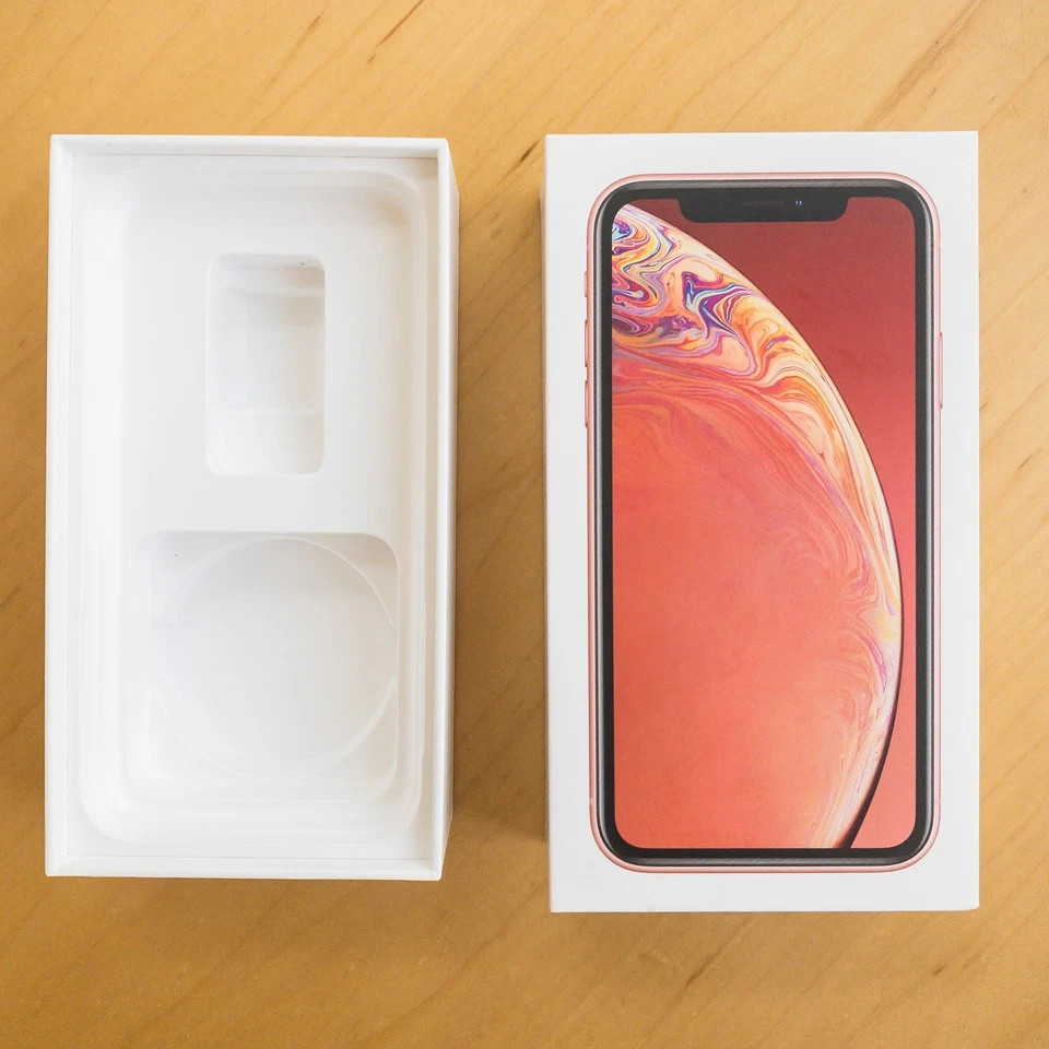 Apple iPhone XR Coral 64GB Box Manual Accessories EarPods Genuine Packaging OEM - Image 1 of 4