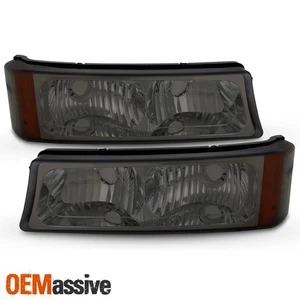 Fits 2003-2006 Chevy Silverado Smoke Bumper Turn Signal Parking Lights Lamps L+R - Picture 1 of 5