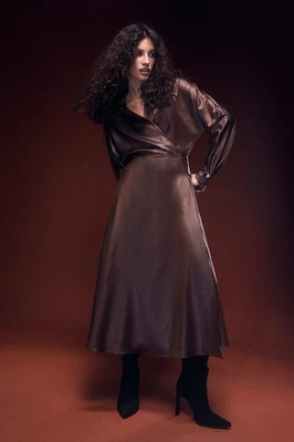 Wallis Chocolate Wrap Dress Womens Daywear Dresses - Image 1 of 4