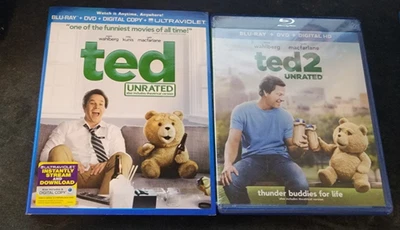 Ted / Ted 2 Unrated Blu-Ray Movie Sets Mark Wahlberg Seth MacFarlane New Sealed Foto 1 de 2