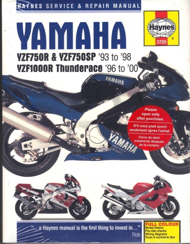 YAMAHA THUNDERACE YZF1000 R,YZF750 R,YZF750 SP HAYNES MANUAL 1993-2000 - Imagem 1 de 1
