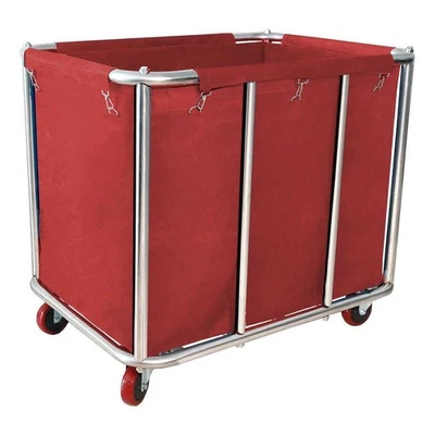 Carro de lavandería comercial con ruedas, 11,5 Bushel grande, acero inoxidable de alta resistencia Foto 1 de 4