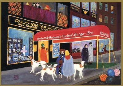 Russian Tea Room, Circa 1949 by Betsy Shepardson (American Artist) --POSTCARD - Image 1 of 2