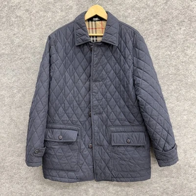 ABITALE Men's Quilted Puffer Jacket, Lined Collared 2 Pockets Italy Gray Blue 45 - Image 1 of 4