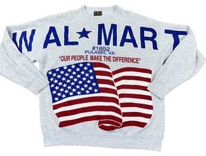 Vintage Walmart Sweatshirt Herren XL grau Rundhals 80er 90er AOP Spellut USA Flagge * - Bild 1 von 15