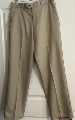 Calça de golfe masculina IZOD XFG/camiseta de acesso pronto bolso/castanho/frente plana tamanho 34/32 nova com etiquetas - Imagem 1 de 4