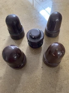 Lot of 5! Vintage Brown Ceramic Telephone  Insulators - Picture 1 of 8