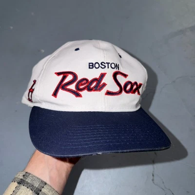 Vintage 90s Boston Red Sox Sports Specialties Script SnapBack Hat Cap MLB Twill - Image 1 of 4