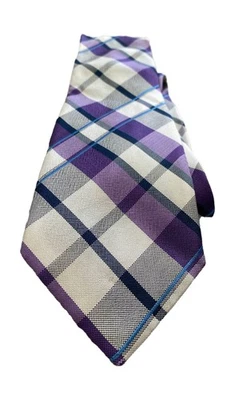 Corbata formal a cuadros azul púrpura 100 % seda Nautica para hombre Foto 1 de 4