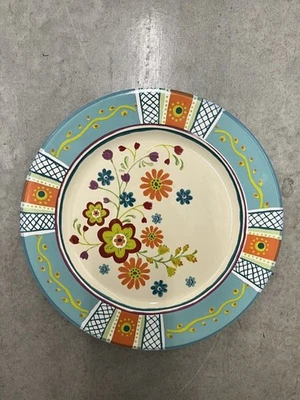 Cracker Barrel Plate Floral Stitchwork By Lori Siebert - Image 1 of 4