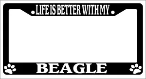 Black License Plate Frame Life Is Better With My Beagle Auto Accessory Novelty - Picture 1 of 1