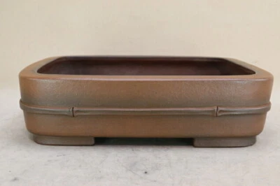 Japanese Bonsai Pot Tokoname SANPO 12.4"(31.5cm) Brown Unglazed Rectangle J433 - Image 1 of 4