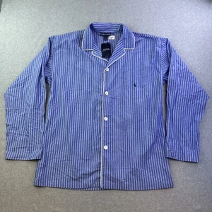 Polo Ralph Lauren Sleep Shirt Mens Large Blue Striped Long Sleeve Button Up - Picture 1 of 14
