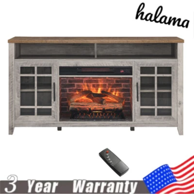 55 inch TV Media Stand with Electric Fireplace KD Inserts Heater - Image 1 of 4