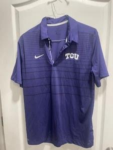 Nike Dri-Fit  TCU Horned Frogs  34417X-TF1 Coaches Purple Polo Men’s Large - Picture 1 of 9