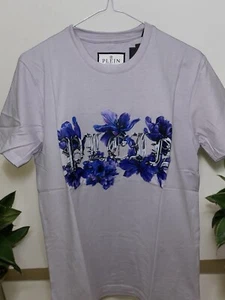 Philipp Plein Floral Logo Print SS Thistle Color T-shirt - Width 48cm - Small - Picture 1 of 8