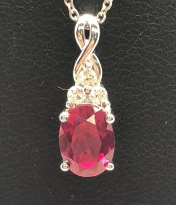 Collar de plata de ley 925 ovalado rosa turmalina circonita cúbica racimo piramidal fianza 18" Foto 1 de 4