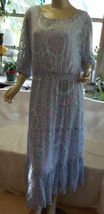 Ruby Rd. Peasant Dress Size L NWT Sheer Lilac Multi Lined Boat Neck Ruffled Hem - Picture 1 of 16