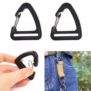 2X Plastic Triangle Carabiner Backpack Buckle Clip Hooks Keychain Camping Hiking - Picture 1 of 14