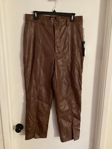 Women NWT "WildFox" chocolate, faux leather zip up princess seam pants. Size XL - Picture 1 of 2