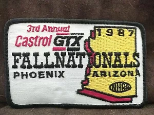 1987 Castrol GTX Oil Nationals Phoenix AZ Drag Racing NHRA Jacket Hat Patch - Picture 1 of 6