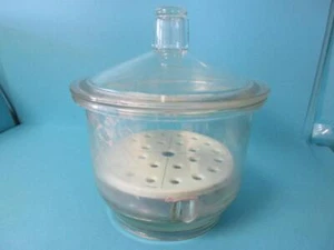 PYREX GLASS DESICCATOR OD 13.5" MADE IN USA W/ NUCERITE NALGE SYBRON 5312 PLATE - Picture 1 of 7
