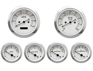 MOTOR METER RACING Classic White 6 Gauge Set Electrical Speedometer MPH °F PSI - Picture 1 of 11