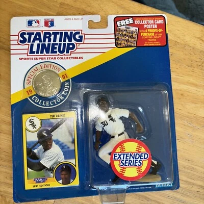 1991 Starting Lineup Tim Raines White Sox Figure With Collectors Coin & Card - Image 1 of 4