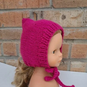 Baby Girl Handmade Knit Pixie Hat Magenta Size APPROX. 3-4 Months - Picture 1 of 10