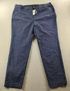 Lane Bryant Women's Dress Pants Navy Size 22 Polka Dot Straight Elastic Waist - Picture 1 of 13
