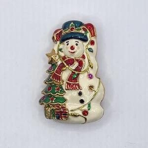 Christopher Radko Enamel And Multi Color Rhinestone Snowman Pendant Brooch - Bild 1 von 8
