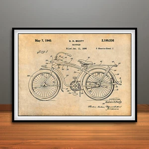1936 Elgin Bluebird Bicycle Patent Print Art Drawing Poster - Picture 1 of 5